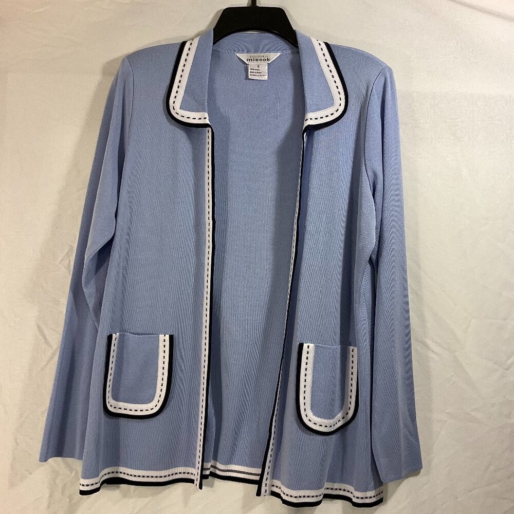 Exclusively Misook Periwinkle Blue Long Sleeve‎ Open Front Cardigan SZ S